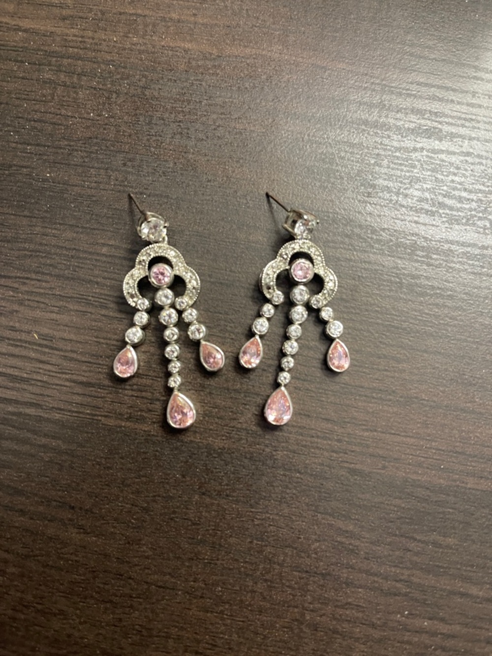 Elegant Pink Teardrop Chandelier Earrings - Women Jewelry